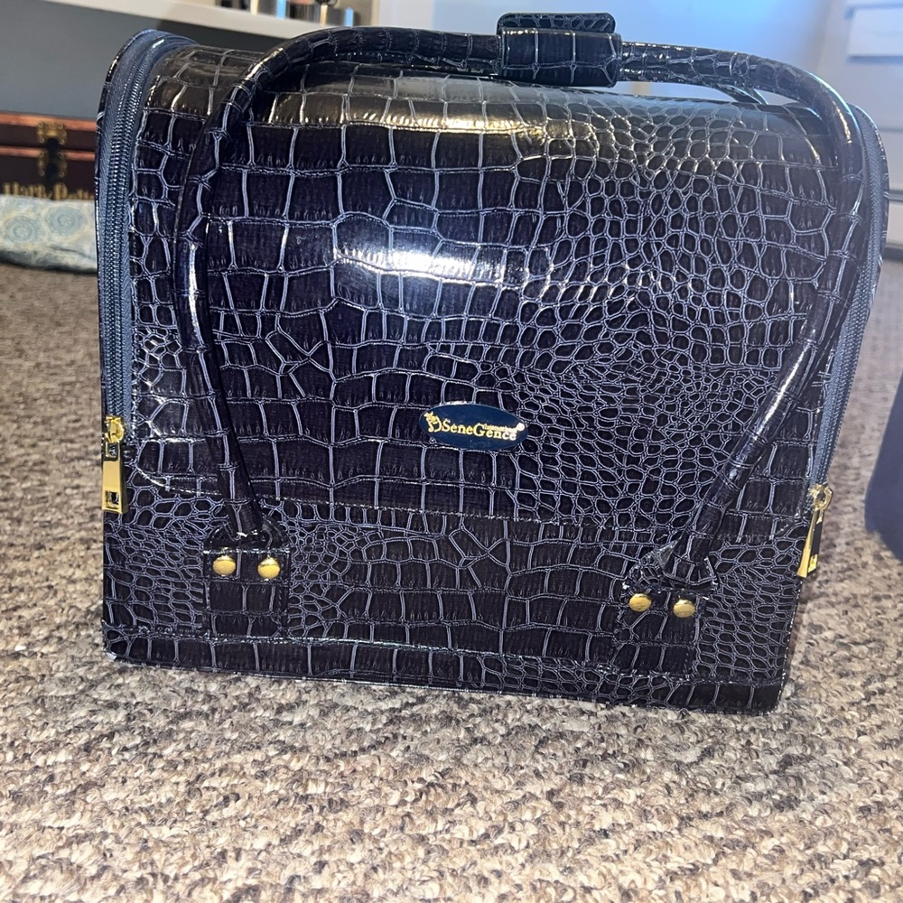 SeneGence Black Crocodile Cosmetic Bag